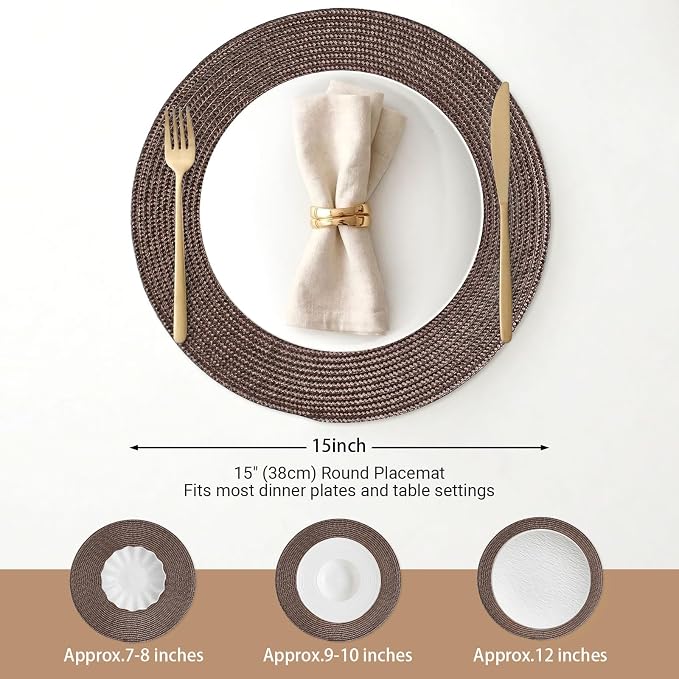 FunWheat Round Braided Placemats Set of 8 Place Mats - Image 2