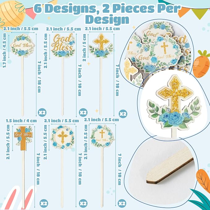 TICIAGA Floral God Bless Decorative Picks - Image 2