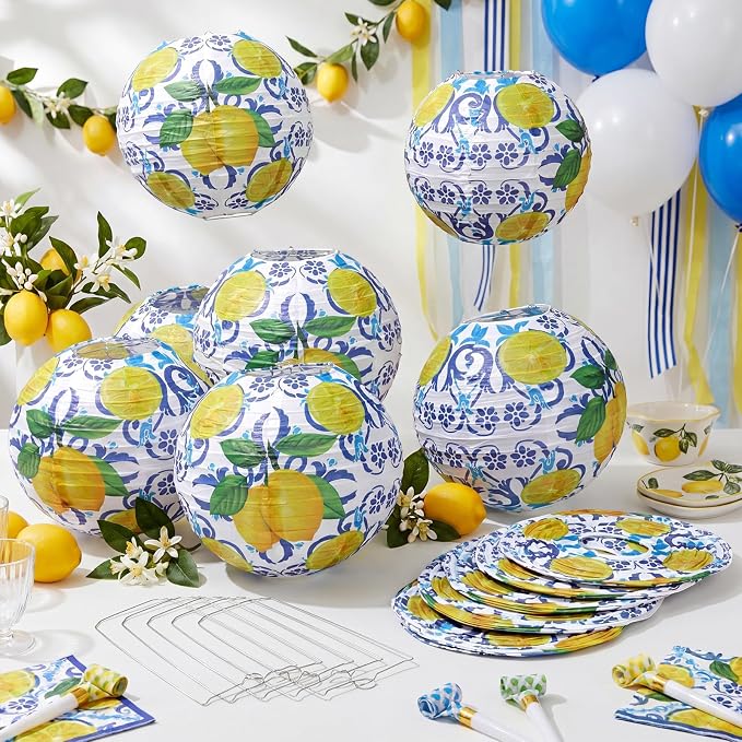 Honoson 12 Pcs Lemon Party Decorations Amalfi Coast Capri Lemon Paper Lanterns - Image 5
