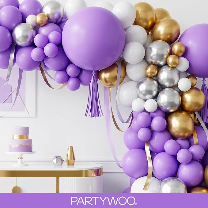 PartyWoo Purple Balloons 140pcs Different Sizes of 18 12 10 5 Inch | Balloons - Image 8