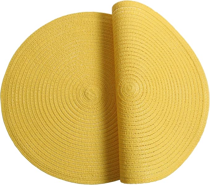 SHACOS Round Braided Placemats Set of 8 Washable Table Mats 15 inch Round - Image 2
