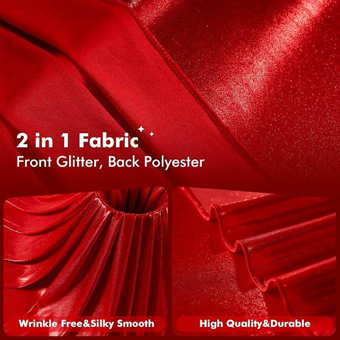 50x10ft Shimmer Red Sequin Backdrop Curtain - Image 3