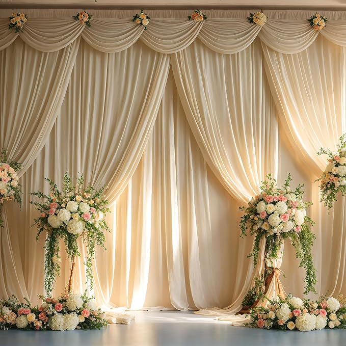 50ftx10ft Wrinkle Free Champagne Backdrop Curtains - Image 3