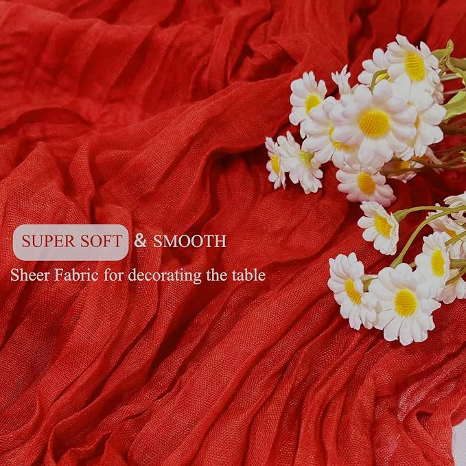 12Pack Red Cheesecloth Table Runner 20 x 120 inch Gauze Table Runner | Red - Image 7