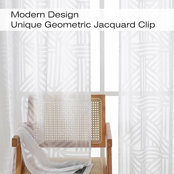 Simplebrand Semi Sheer White Curtains 84 Inches Long 2 Panels, Light Filtering - Image 4