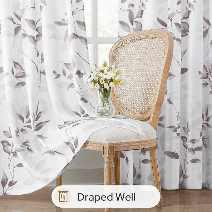 HOMEIDEAS Non-See-Through Dry Rose and White Privacy Sheer Curtains 52 X 63 - Image 4