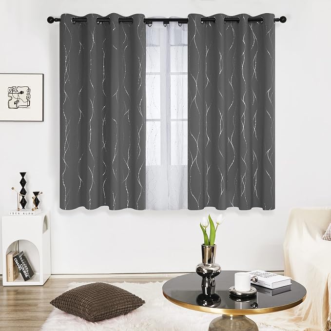 Deconovo Living Room Curtains 45 Inches Long, Thermal Insulated, Room Darkening - Image 2