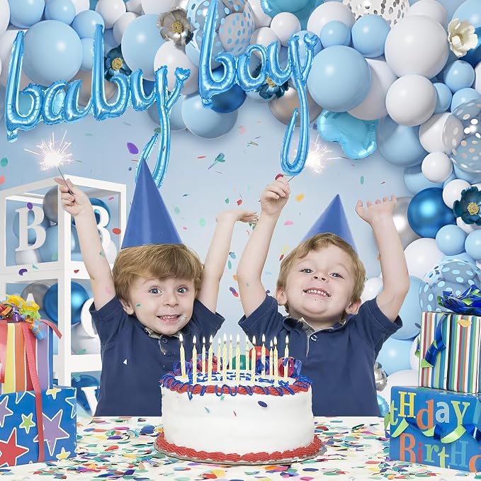 Amandir 137pcs Baby Blue Balloons Baby Shower Decorations - Image 5