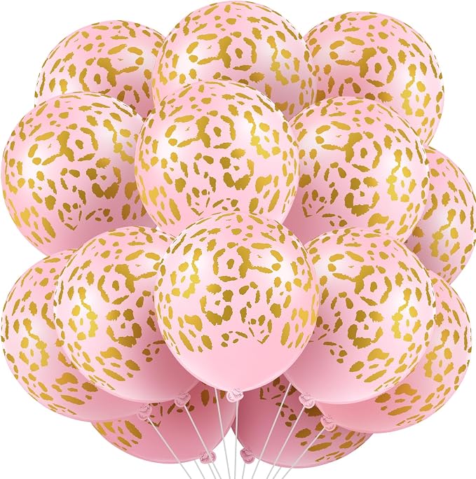 Gejoy 36 Pcs Cheetah Balloons Pink Leopard Print Balloons 12 Inch Spots Latex by Unknown