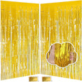 JINSUI Gold Fringe Backdrop 3.3x8.2ft, 2 Pack Foil Tinsel Curtains Decor | by JINSUI