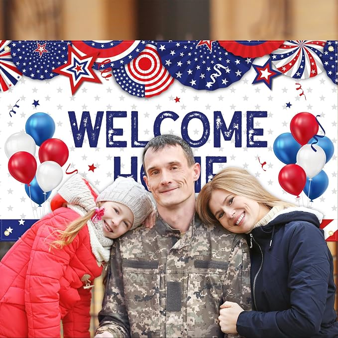 Sumind Large Welcome Home Banner Military Red White and Blue Welcome Home - Image 5