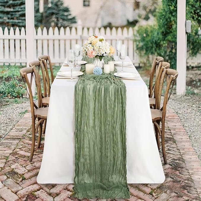 20Pack Sage Green Cheese Cloth Table Runner 20x120inch Gauze Table Runners | - Image 9