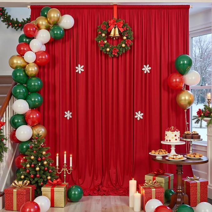 60×14ft Wrinkle Free Red Backdrop Curtain, Soft Silky Easy to Drape Wedding - Image 8