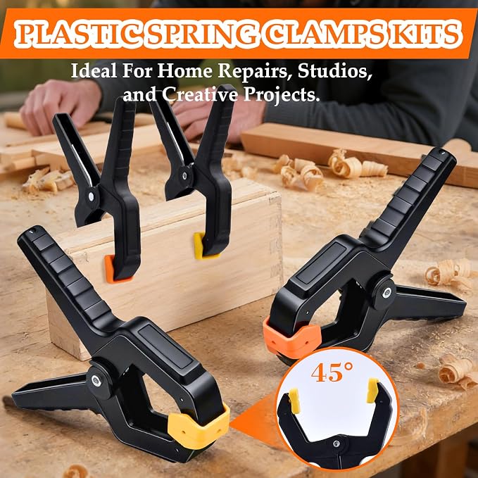 3.5 Inch Multipurpose Spring Clamps Set, 18 Pack Plastic Workholding Clamps - Image 4