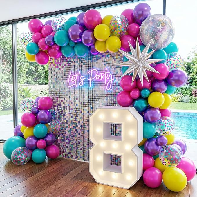 Pink Blue Purple Balloons, Iridescent Disco Ball Foil Balloons, 12 Inch Hot - Image 6