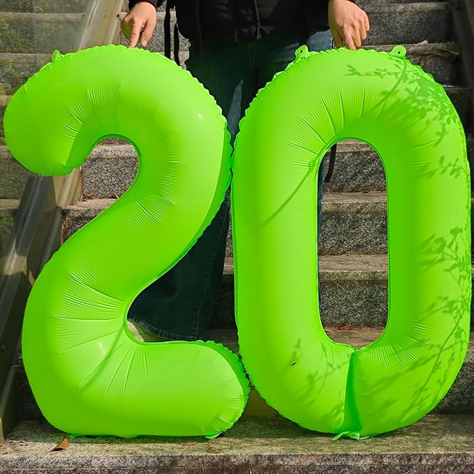 Green Birthday Number 2 Balloon 40 inch Fluorescent Green Number 2 | Helium - Image 4