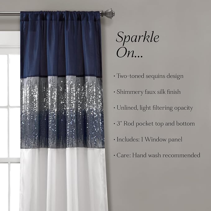 Lush Decor Night Sky Window Curtain Panel, Single 42"W x 84"L Navy & White - Image 6