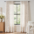 jinchan Linen Floral Curtains for Living Room 84 Inch Length Taupe Flower by JINCHAN