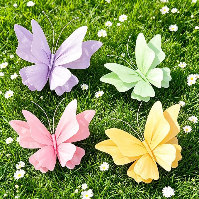 3D Hanging Butterfly Decorations Butterfly Party Decorations 4PCS Pastel Large by SUNBEAUTY