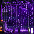 JMEXSUSS 300LED Purple Halloween Lights, 9.8x9.8ft Curtain Lights Plug in | by JMEXSUSS