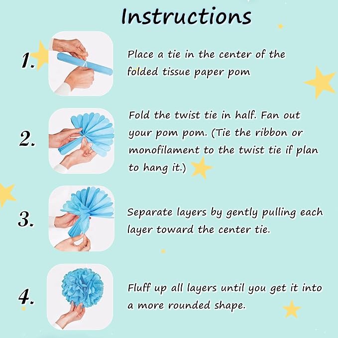 20pcs Colorful Paper Pom Poms Set - Image 6