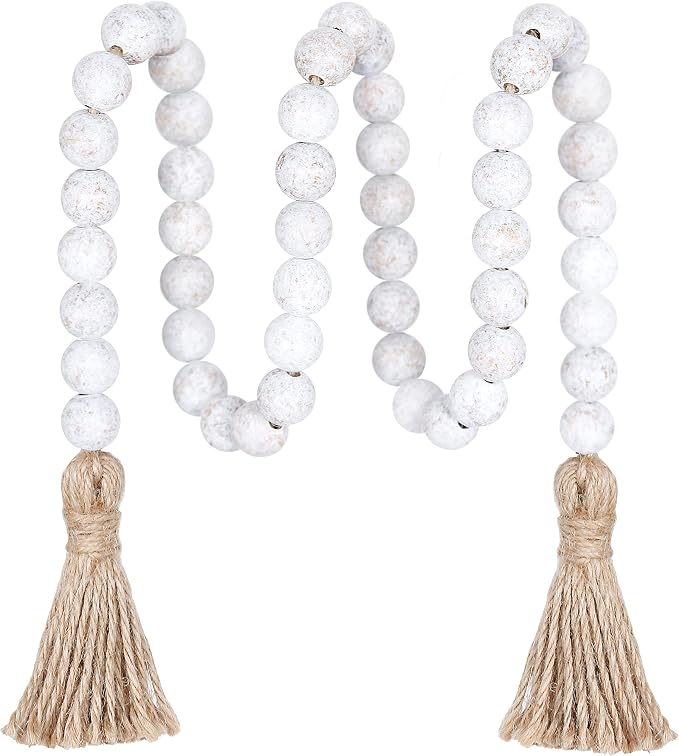 Meplait 39in Wood Bead Garland, Farmhouse Beads by Meplait