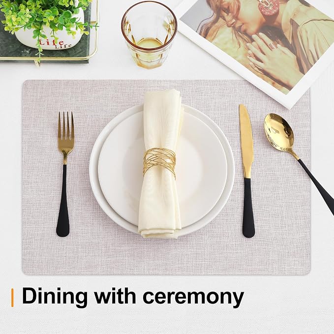 Homaxy Cloths Placemats for Dining Table Set of 4, Cotton Linen Blend Table Mats - Image 5