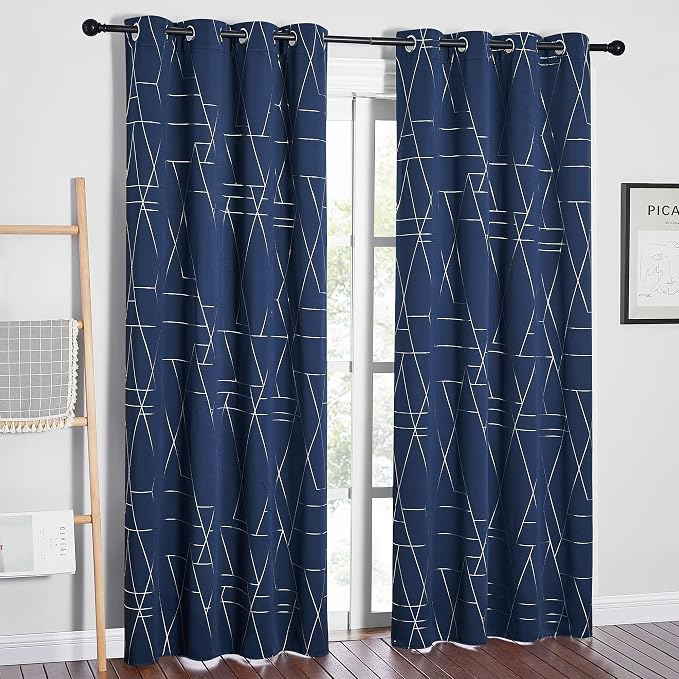 NICETOWN Blackout Curtain Panels 84 inches Long, Window Treatment Foil Printed by NICETOWN