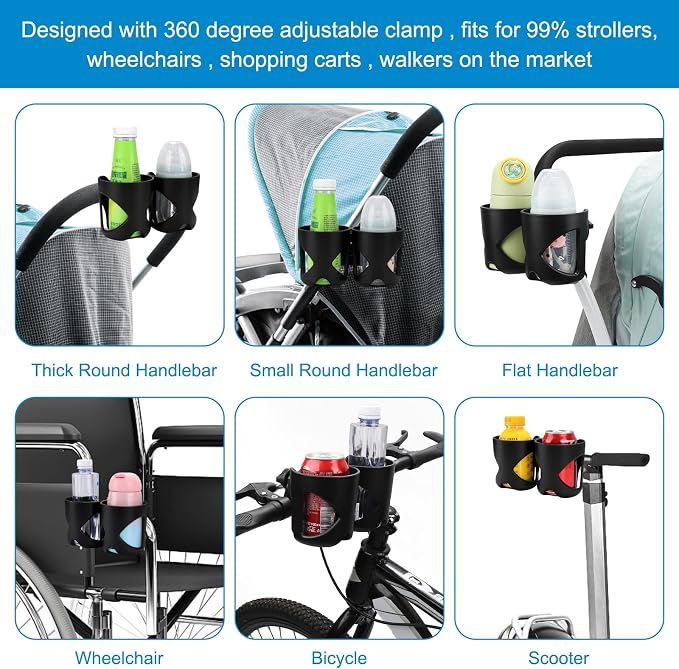 Accmor Stroller Cup Holder, Walker Wheelchair Bike Drinks Holder | Universal - Image 6