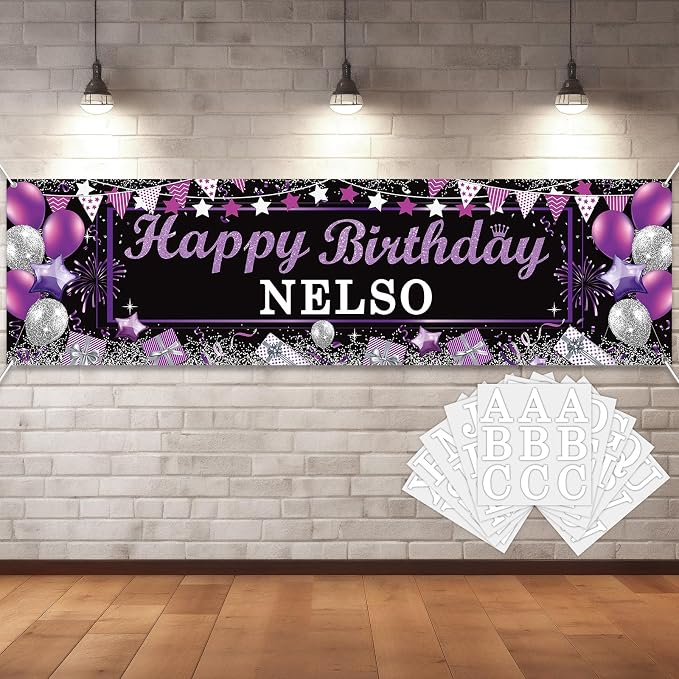 Lonfliness Personalized Birthday Banner Happy Birthday Party Decoration Custom by Lonfliness