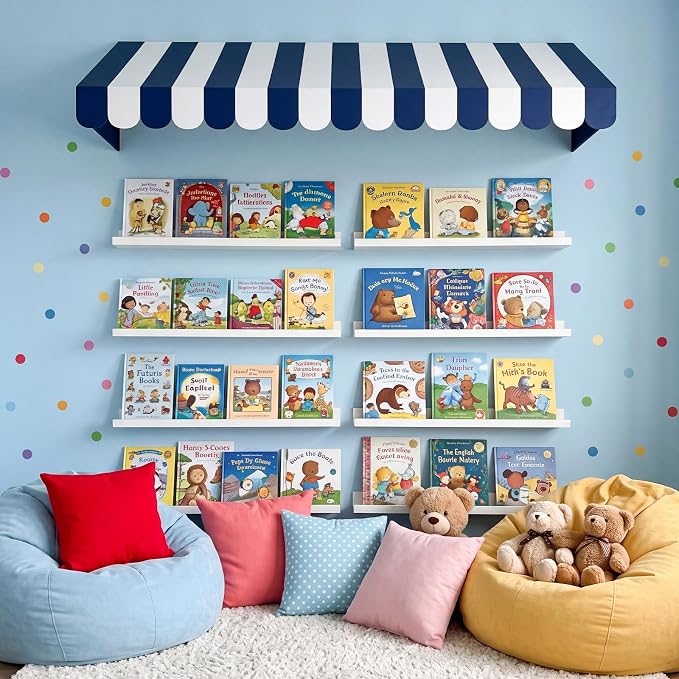 Boao 4 Pack Circus Awning Decoration 3D Navy Blue and White Stripe Cardboard - Image 7