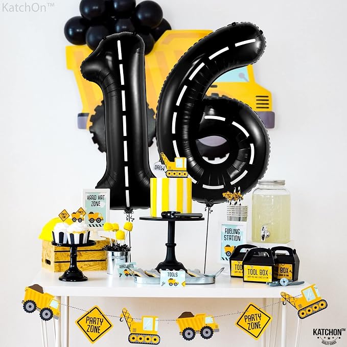 KatchOn Black 16th Birthday Balloons 40 Inch | 16 Balloon Numbers, 16th - Image 6
