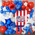 107 Pcs Red White and Blue Balloon Arch Kit, 16-Inch USA Foil Letters and by Jenlion