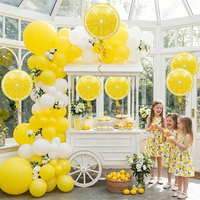 6 Pcs 18" Lemon Foil Balloons, Sliced Lemonade Supplies, Main Squeeze Bridal - Image 4