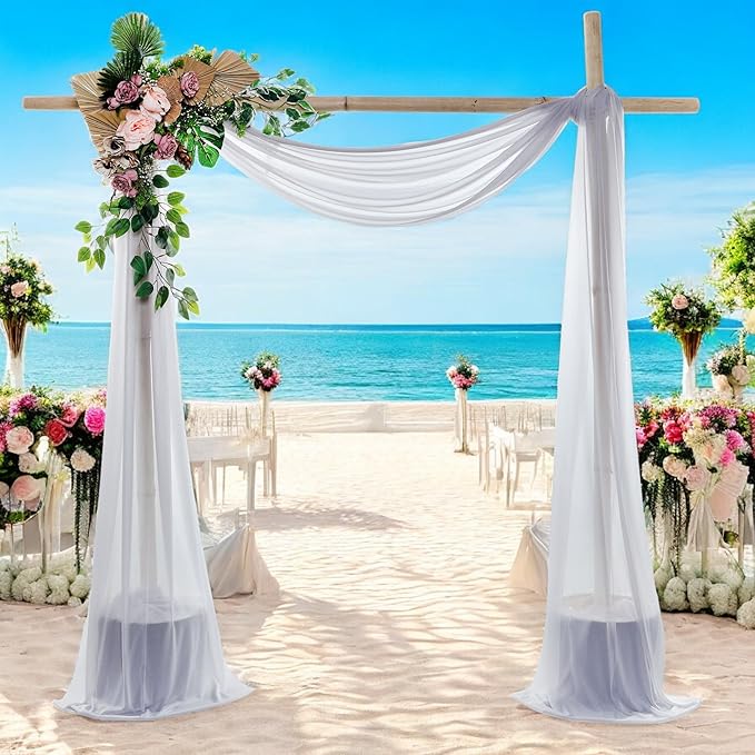 MDS Halloween Chiffon Draping Fabric - 2 Panel, 30" Wide x 75ft Long - Sheer Spooky Arbor & Canopy Drapery for Haunted House Backdrops, Party Ceilings, DIY Costumes & Themed Events - Cool Gray