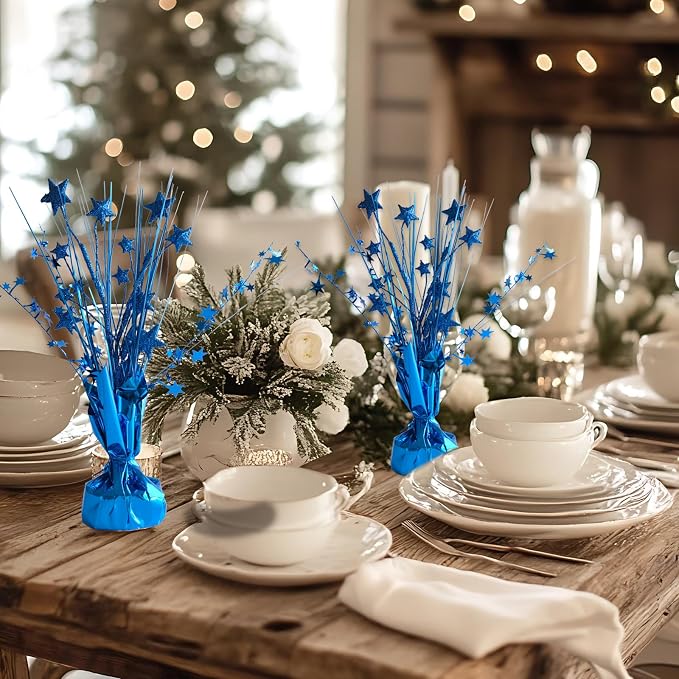 12 Pack Metallic Blue Foil Spray Centerpieces Stars Brust Table Centerpieces - Image 4