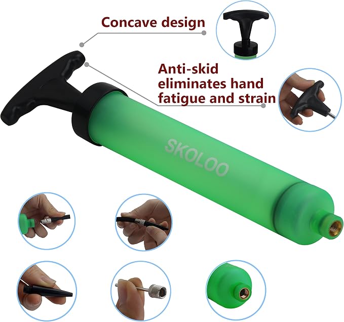SKOLOO 10" Portable Hand Air Ball Pump Inflator Kit - Image 3