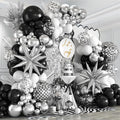 Black Silver Balloon Arch Kit 138Pcs Black White Metallic Silver Confetti Disco by EUMIRO