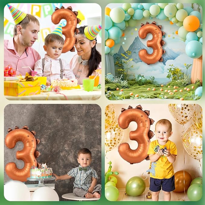 Dinosaur Number 3 Balloon, 30 Inch Birthday Party Decorations - Image 7