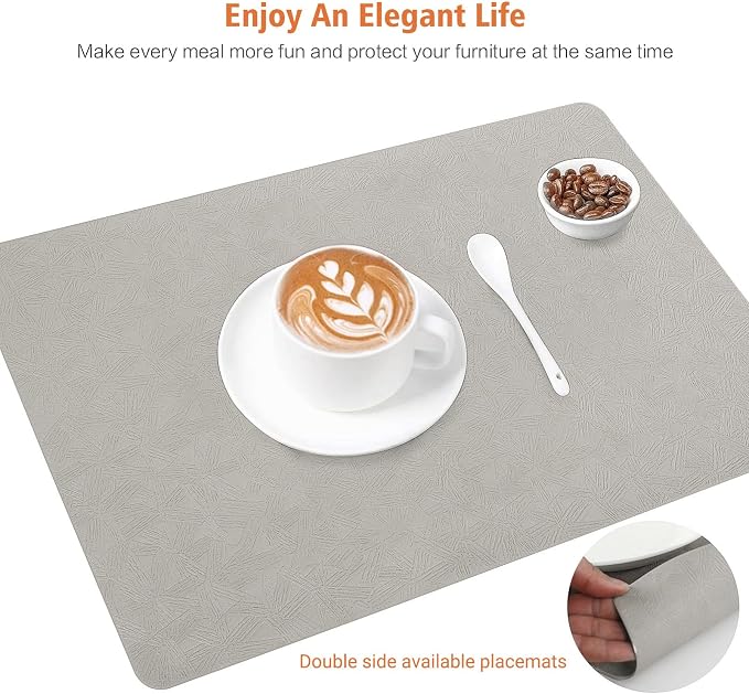 Vinyl Placemats Set of 12 Heat Resistant Easy Clean Non-Slip Place Mats - Image 3