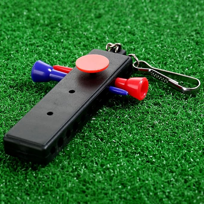 MUXSAM Black Golf Tee Holder for Bag, 1-Pack Golf Tee Carrier with 12 Tee Hole 3 Ball Markers Holes Keychain Golf Accessory
