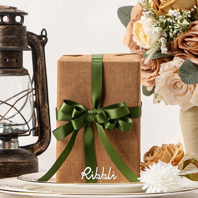 Ribbli Moss Green Satin Ribbon Double Faced Satin 1/2 inch x Continuous 50 - Image 2