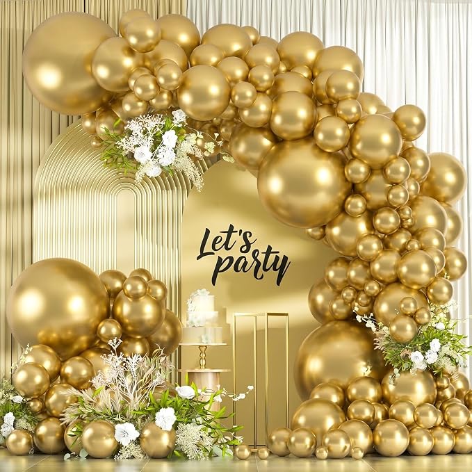 114pcs Metallic Gold Balloons Arch Kit, 18 12 10 5 inch Gold Balloons | by ZizasAry