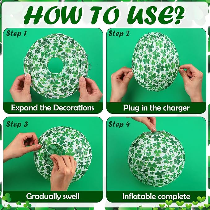 Panelee 12 Pcs St Patricks Day Party Decorations Paper Lanterns Hanging Round - Image 3