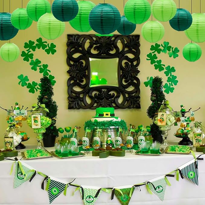 15 Pcs Green Paper Lanterns, graduations, baby showers and St. Patrick's Day - Image 5
