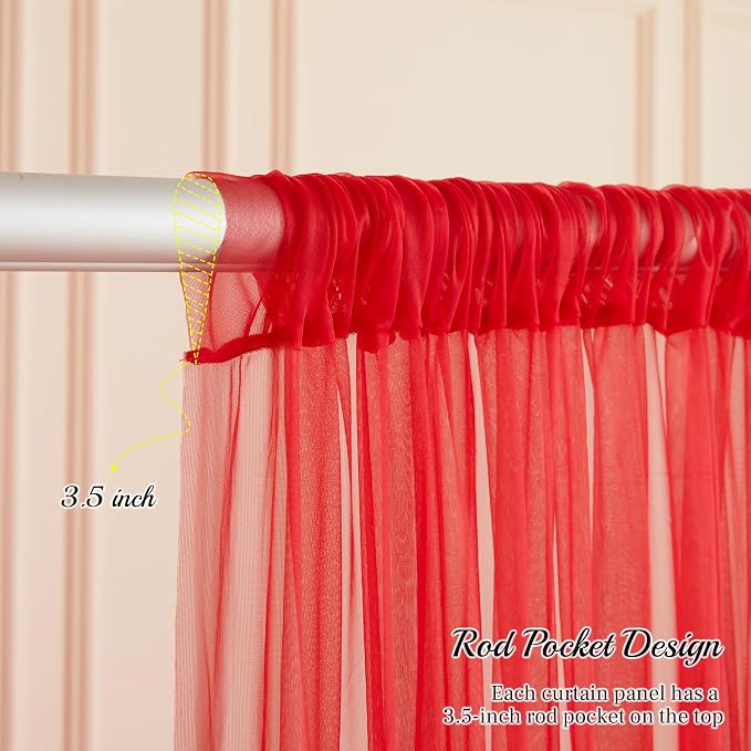 30x10ft Red Tulle Backdrop Curtain - Image 5