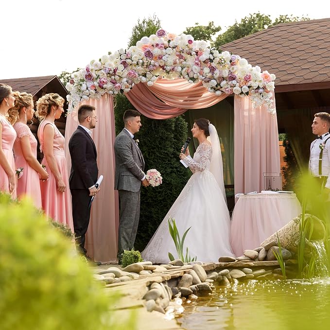 Wedding Arch Draping Fabric Backdrop Drapes 6 Panels, Dusty Rose | 28.7"x20FT - Image 7