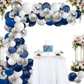 124pcs Blue Silver White Balloons Garland Arch Kit 5/10/12/18 Inch Royal Navy by OuMuaMua