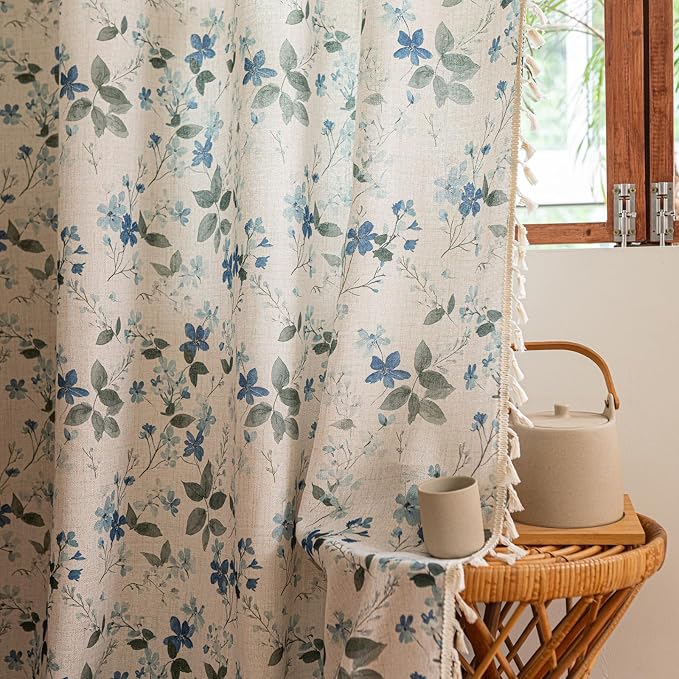 ENJOYBRIDAL Floral Curtains 84 Inch Length Farmhouse Semi Sheer Drapes - Image 5