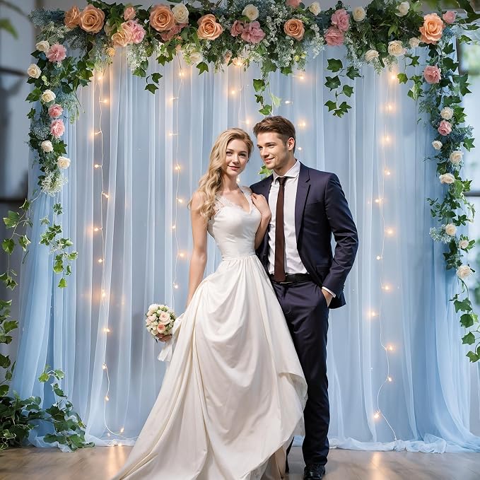 10x10ft Baby Blue Tulle Backdrop Curtain - Image 4